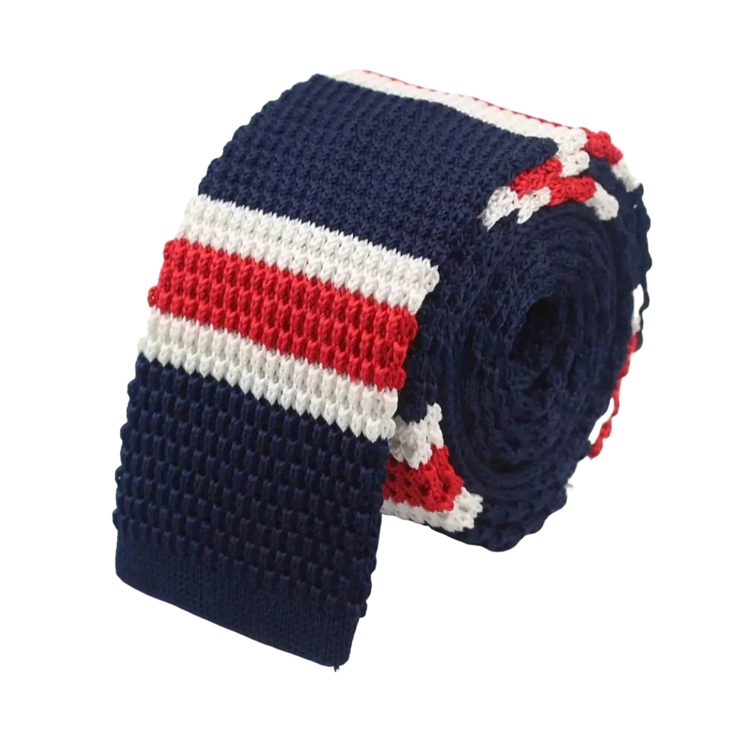 Navy With Red And White Striped Necktie