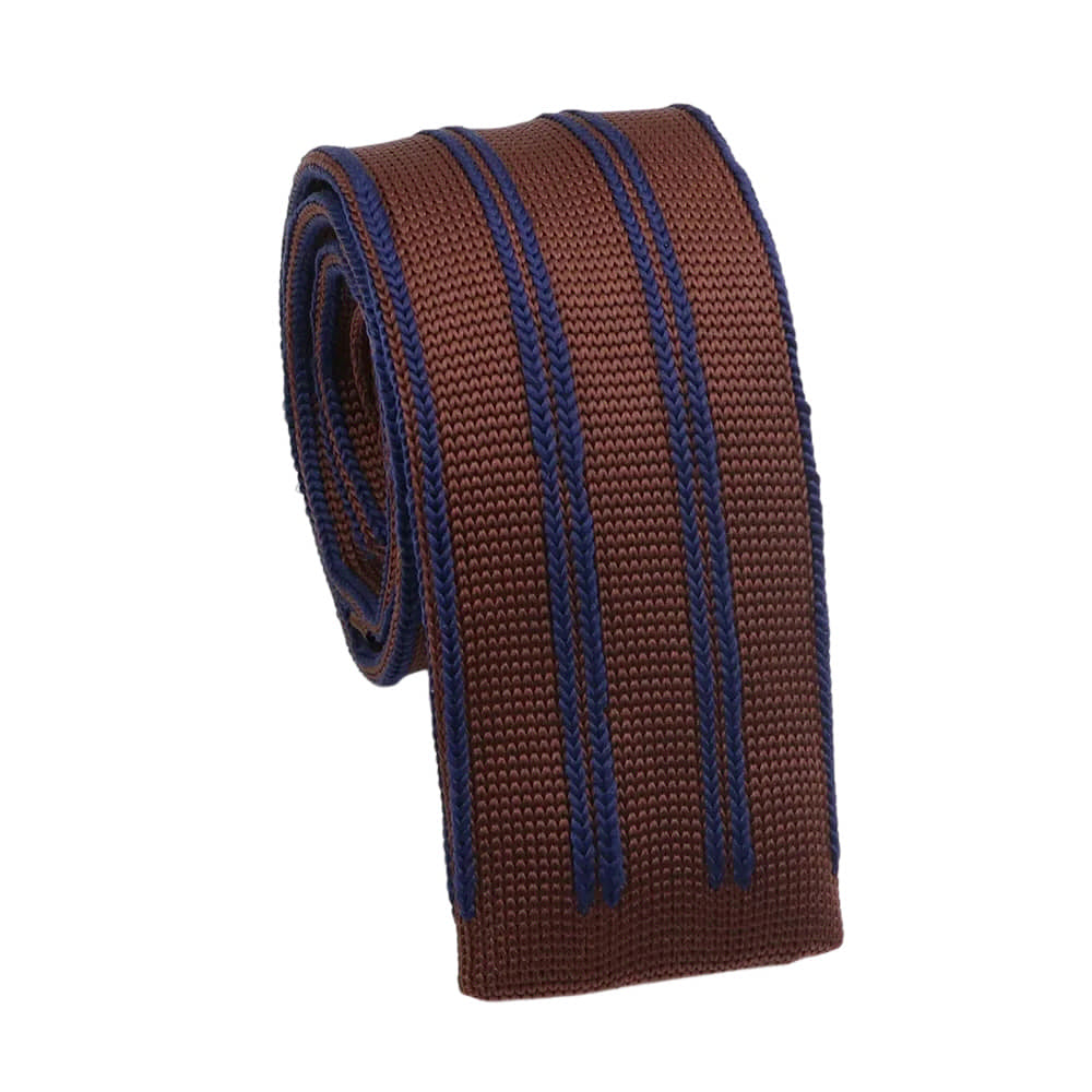 Brown Blue Striped Necktie