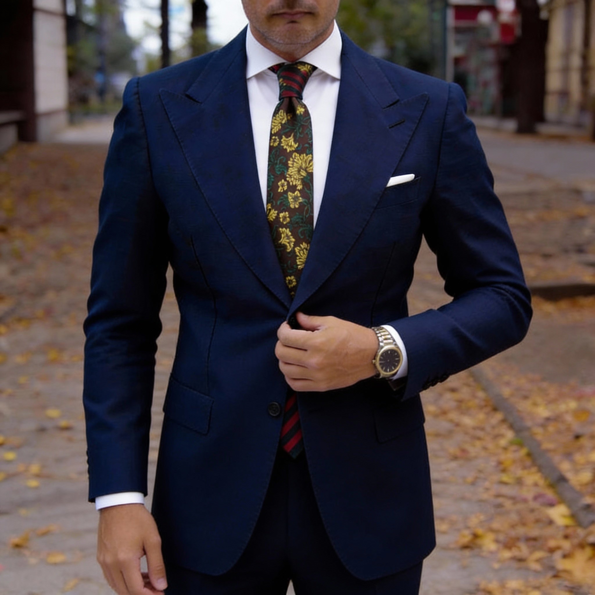 Brown With Yellow Floral Necktie