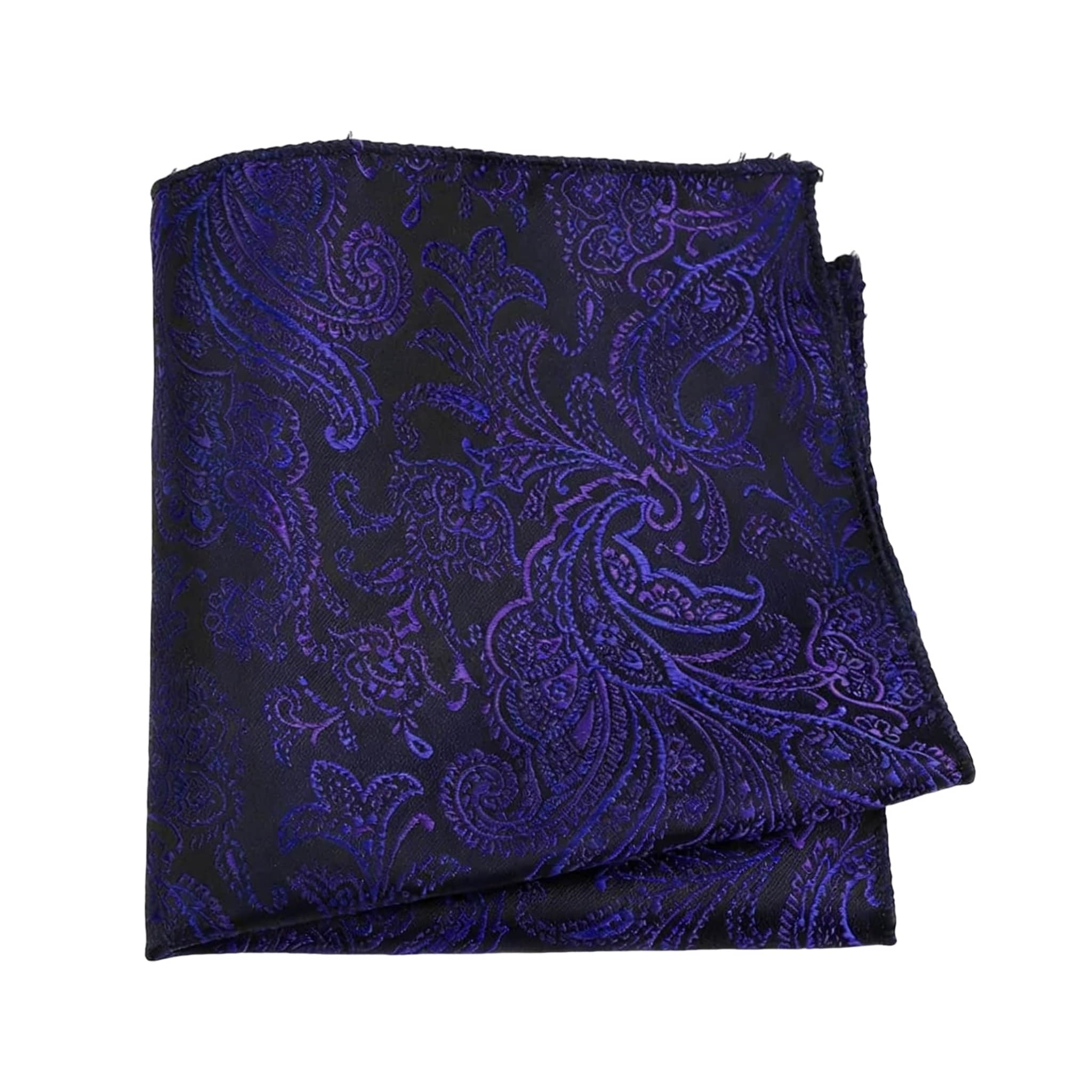 Black Purple Paisley Pocket Square