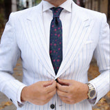 Navy Blue With Pink Flowers Necktie