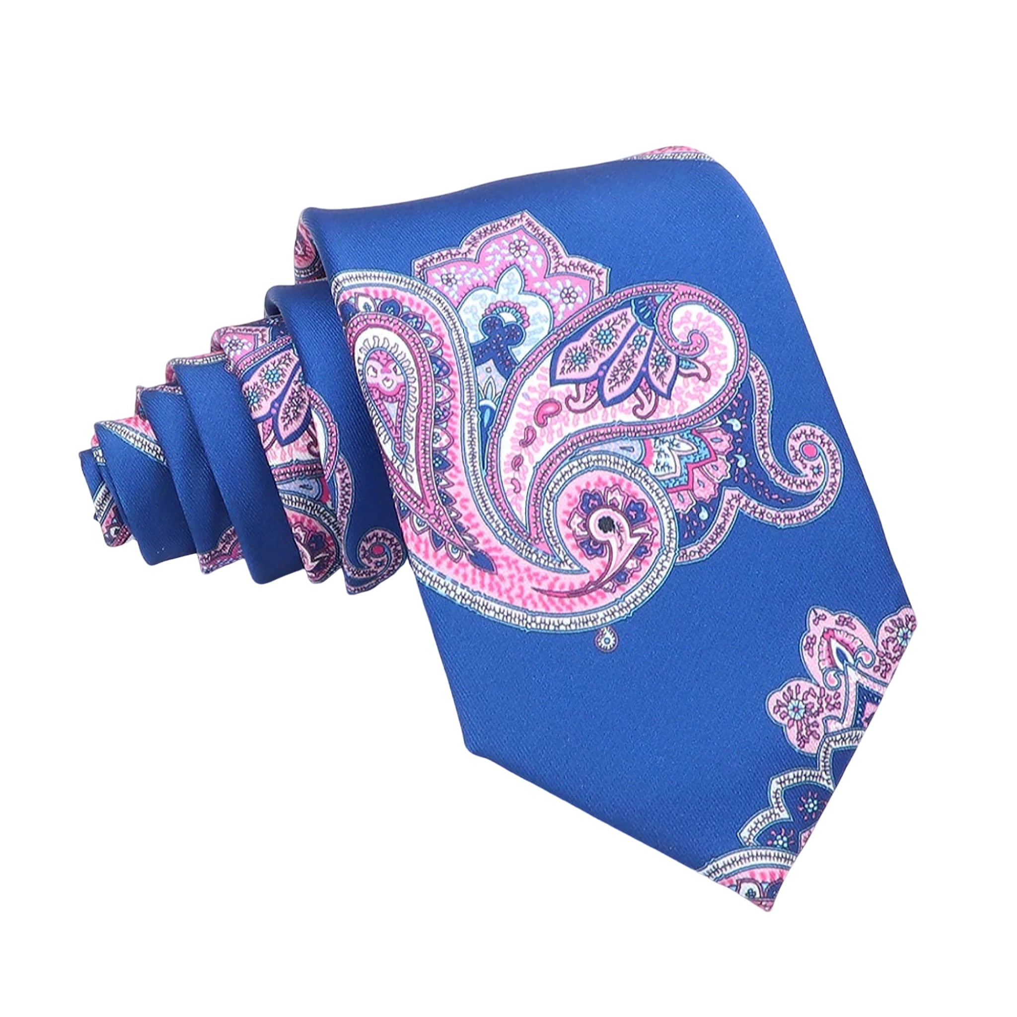 Royal Blue Pink Paisley Necktie
