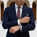 Brown with Blue Floral Necktie