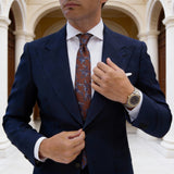 Brown with Blue Floral Necktie