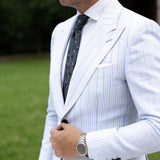 Gray With White Floral Necktie