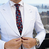 Navy Blue With Red Floral Necktie