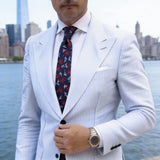 Navy Blue With Red Floral Necktie