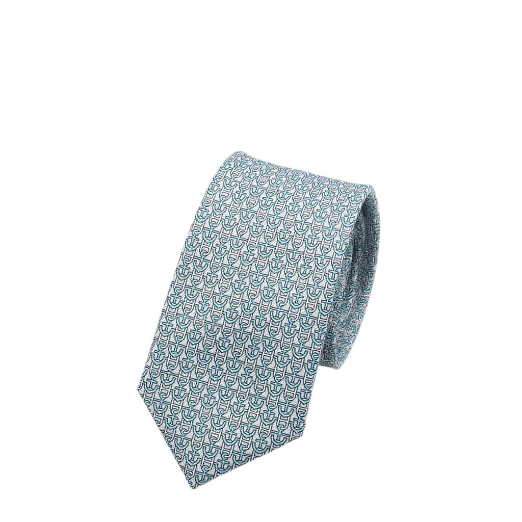 Light Blue Green Geometric Necktie