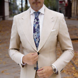 Dark Blue With Blue-Purple Floral Necktie