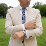 Dark Blue With Blue-Purple Floral Necktie