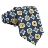 Navy Blue Yellow Floral Necktie
