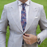 Blue With Pink Floral Necktie