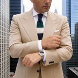 Navy Cream Green Stripe Knitted Necktie