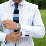 Navy Blue Stripe Knitted Necktie