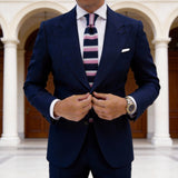 Navy Pink White Stripe Knitted Necktie