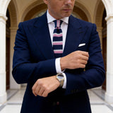Navy Pink White Stripe Knitted Necktie