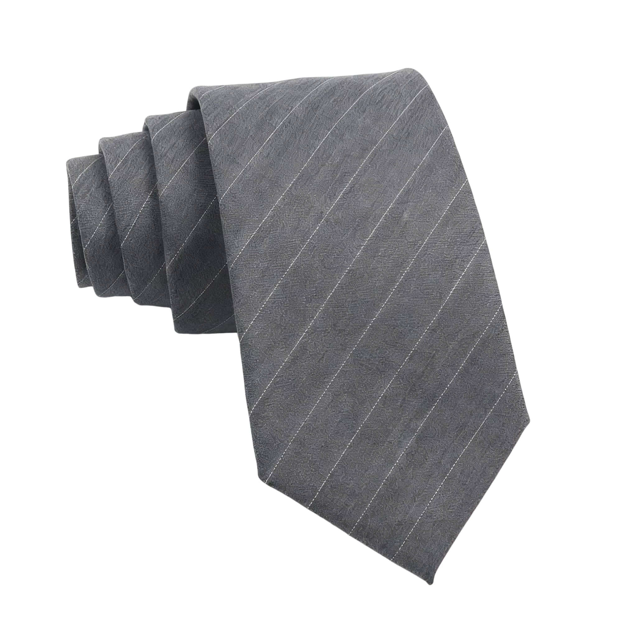 Gray White Striped Necktie