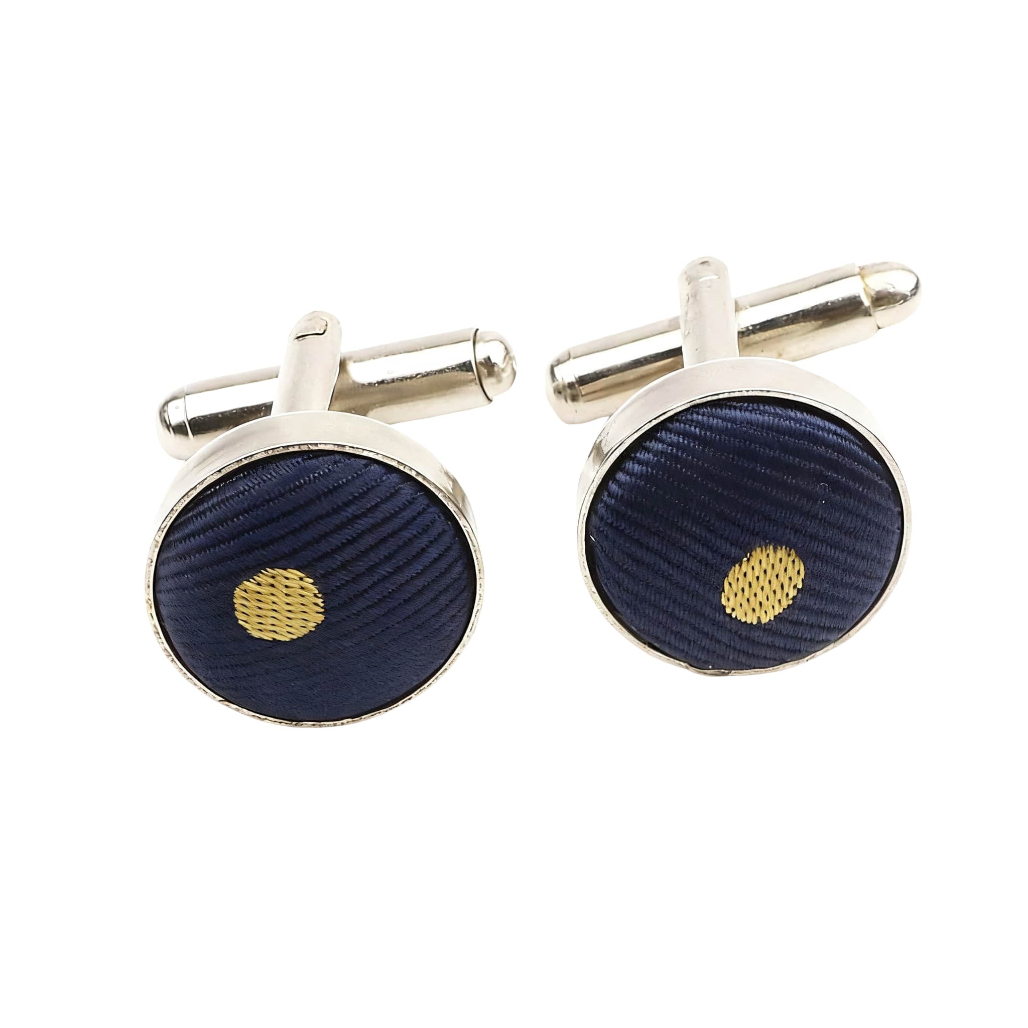 Navy Blue Yellow Polka Dot Cufflink
