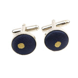 Navy Blue Yellow Polka Dot Cufflink