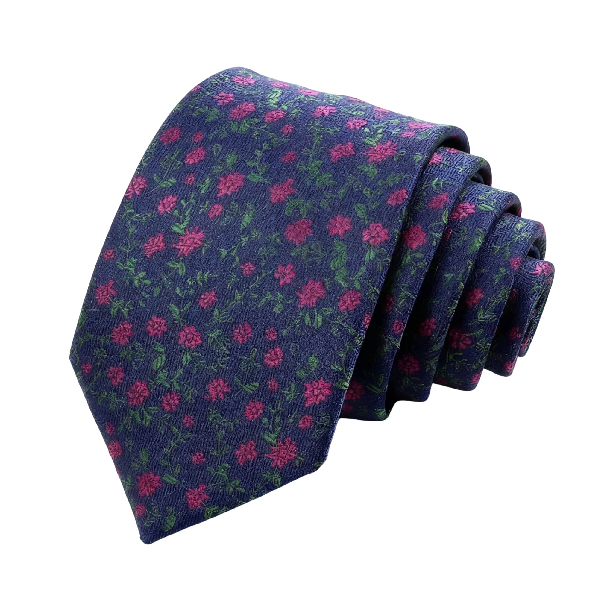 Navy Blue Pink Floral Necktie