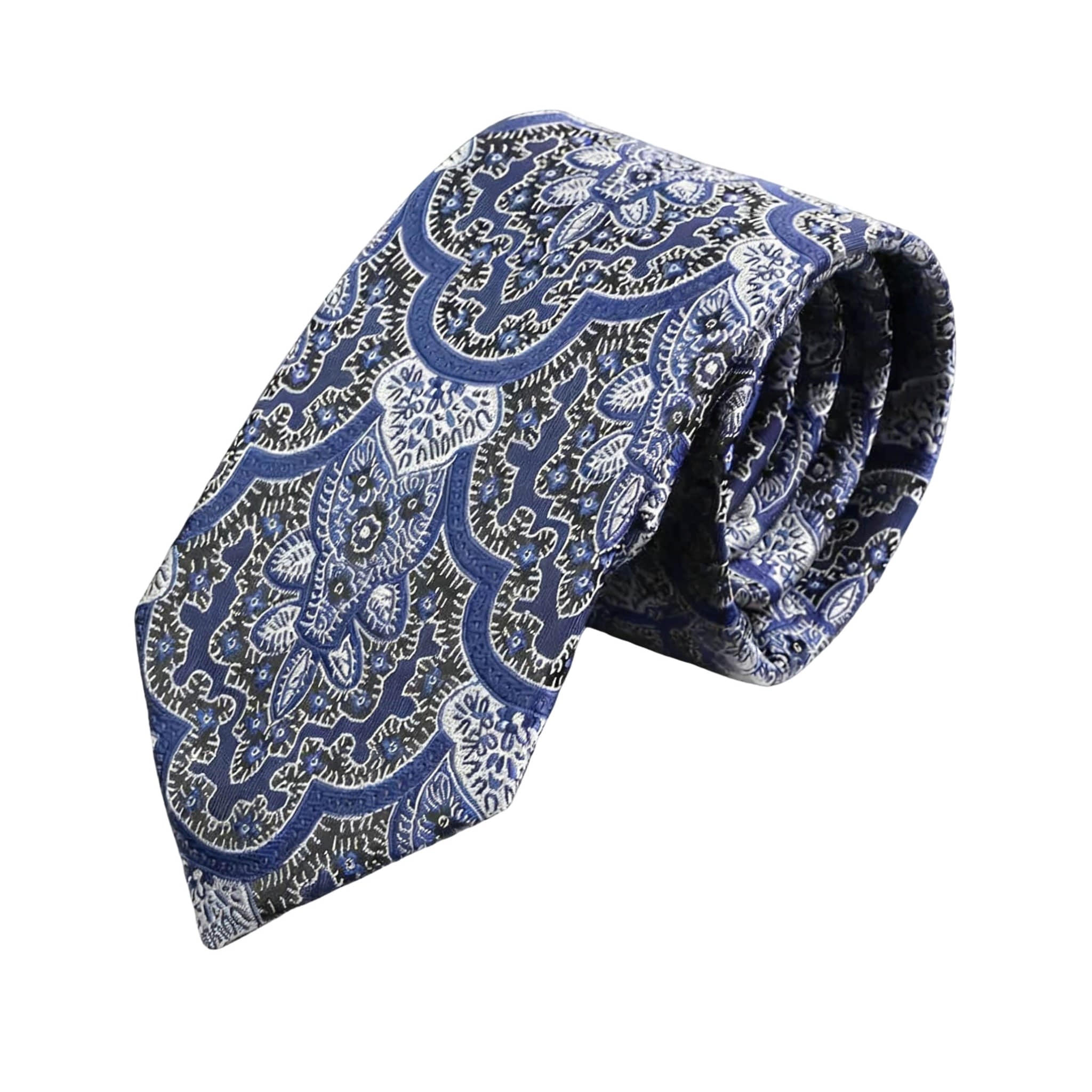 Blue White Paisley Necktie