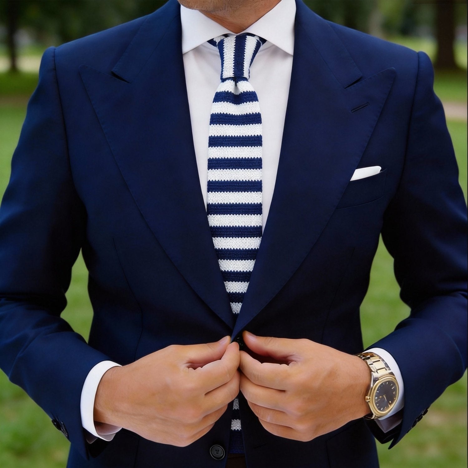 Blue With White Stripes Necktie