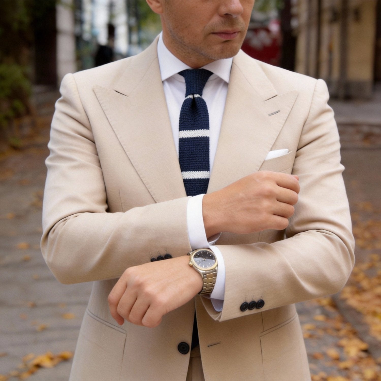 Blue With White Stripes Necktie