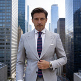 Navy Red Striped Knitted Tie