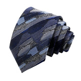 Navy Blue Silver Geometric Necktie