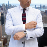 Navy Burgundy Gold Striped Knitted Tie