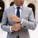 Navy Light Blue Striped Knitted Tie