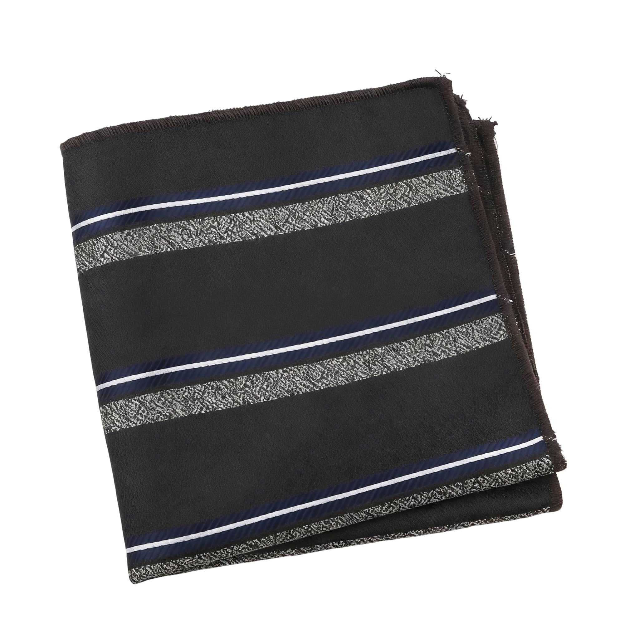 Brown Gray Striped Pocket Square