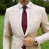 Burgundy White Dotted Knitted Tie