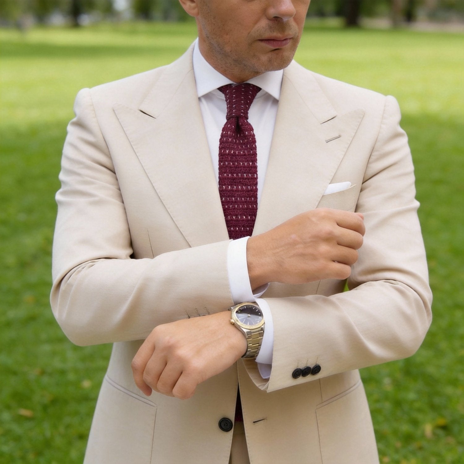 Burgundy With White Dot Necktie