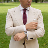 Burgundy White Dotted Knitted Tie