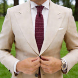 Burgundy White Dotted Knitted Tie