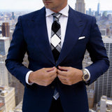 Black White Plaid Cotton Tie