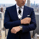 Black White Plaid Cotton Tie