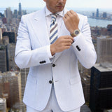 White Brown Striped Necktie