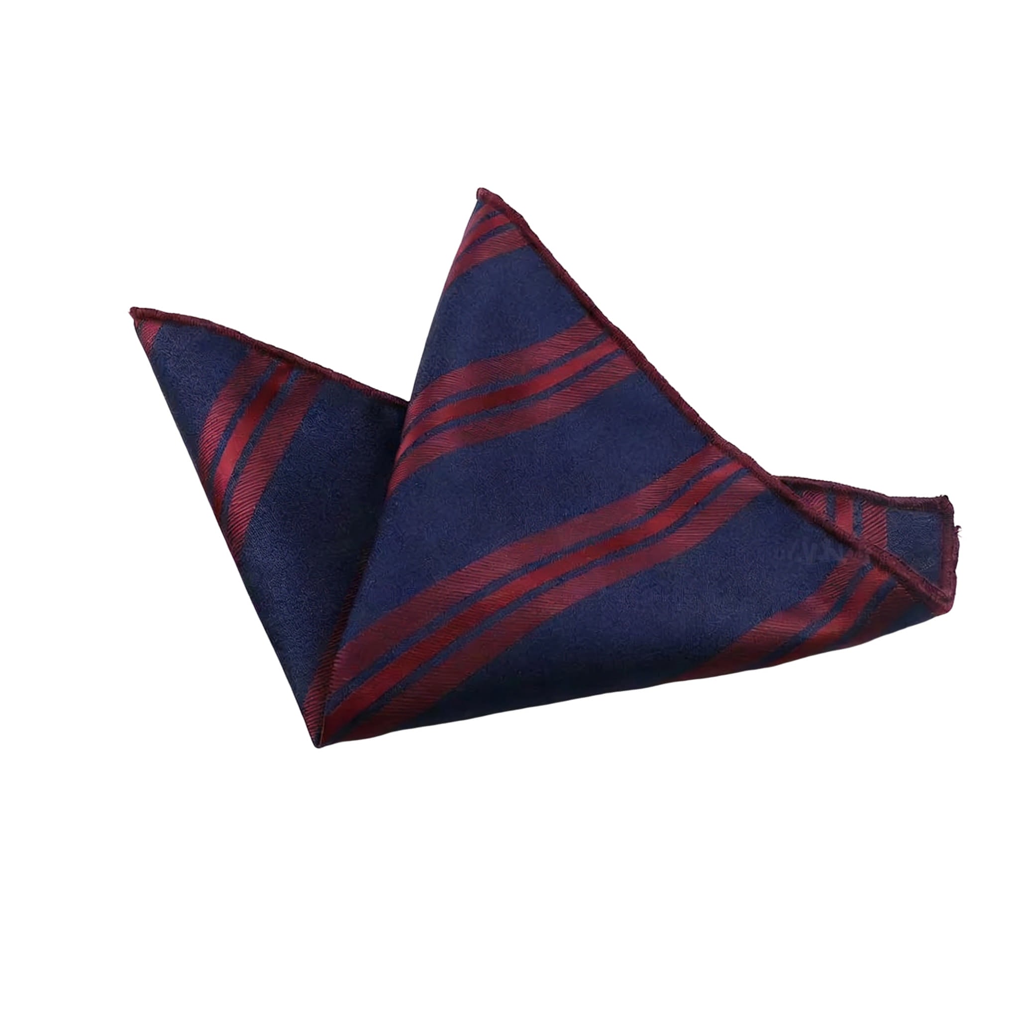Navy Blue Red Striped Pocket Square