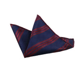 Navy Blue Red Striped Pocket Square