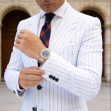 Navy Orange Plaid Necktie