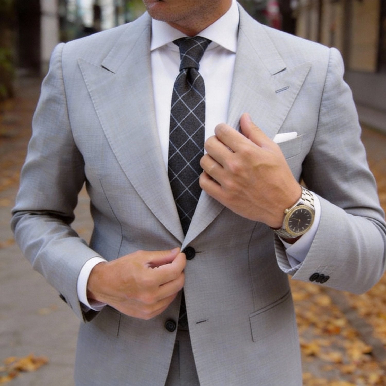 Brown With White Checkered Necktie