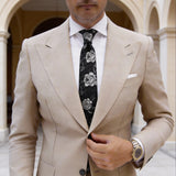 Black With Silver Floral Necktie