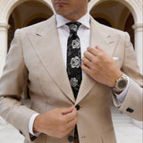 Black With Silver Floral Necktie