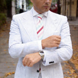 Off White Red Pink Striped Tie