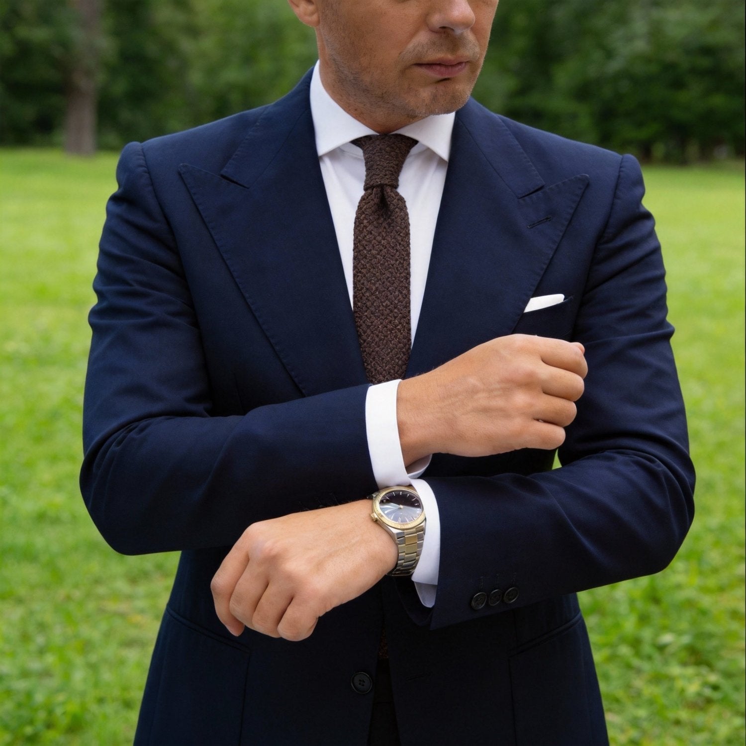 Brown with Dark Brown Textured Necktie