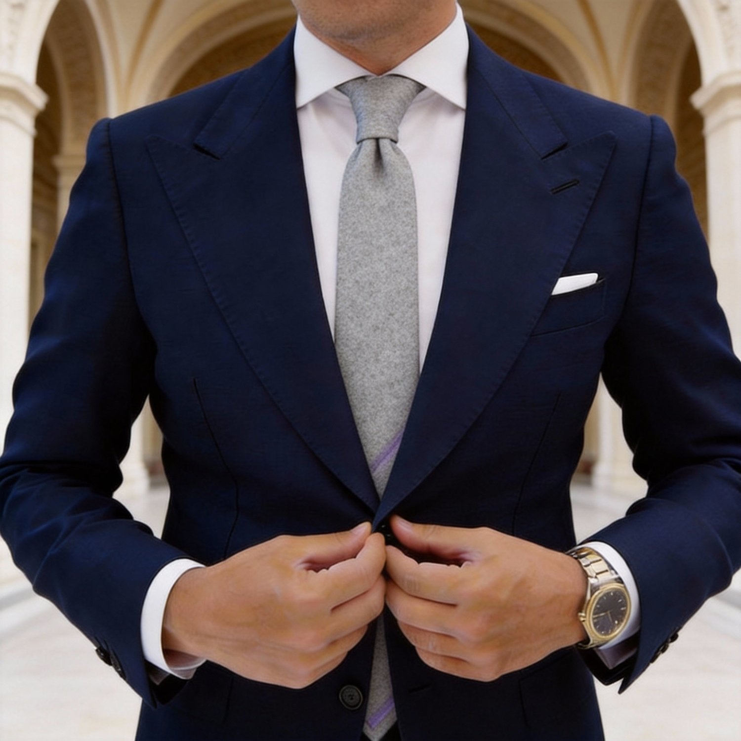 Light Gray with Blue Lining Necktie
