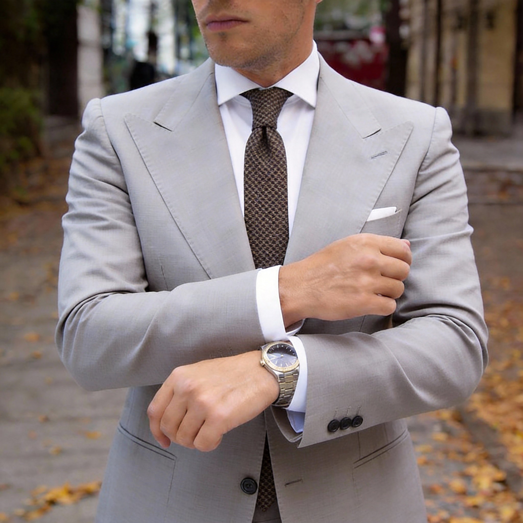 Brown Necktie With Blue Check