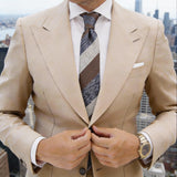 Brown With Blue Beige Striped Necktie